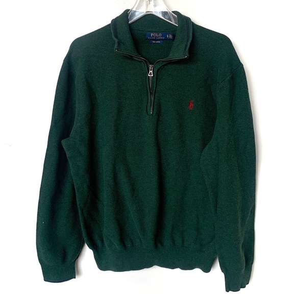 Polo Ralph Lauren Other - POLO RALPH LAUREN Men's Green Heather Pima Cotton 1/4 Zip Pullover Sweaters XL